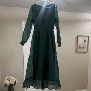 Patrons of Peace Forest Green Long Sleeve Dress